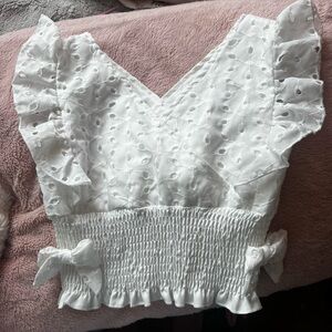 White ruffle top